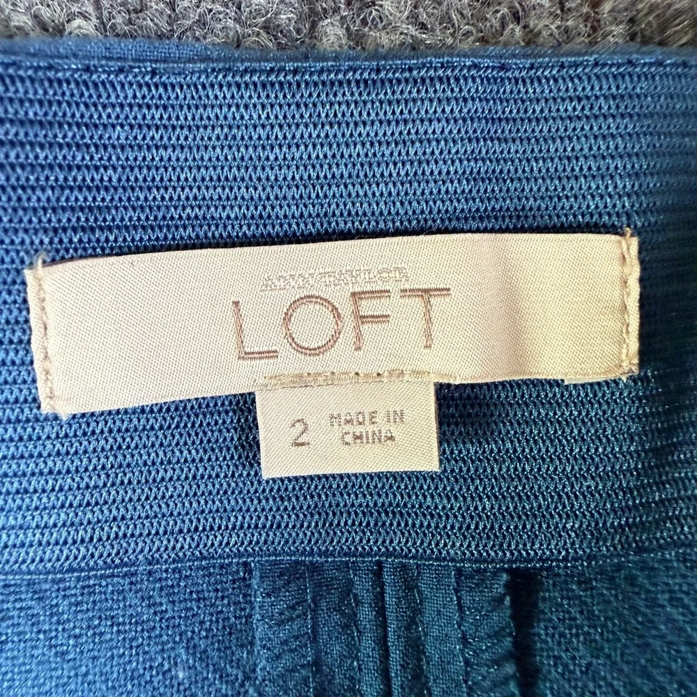 Ann Taylor LOFT Mini A Line‎ Skirt Womens 2 Blue Stretch Ruffle Detail Casual - Picture 6 of 9